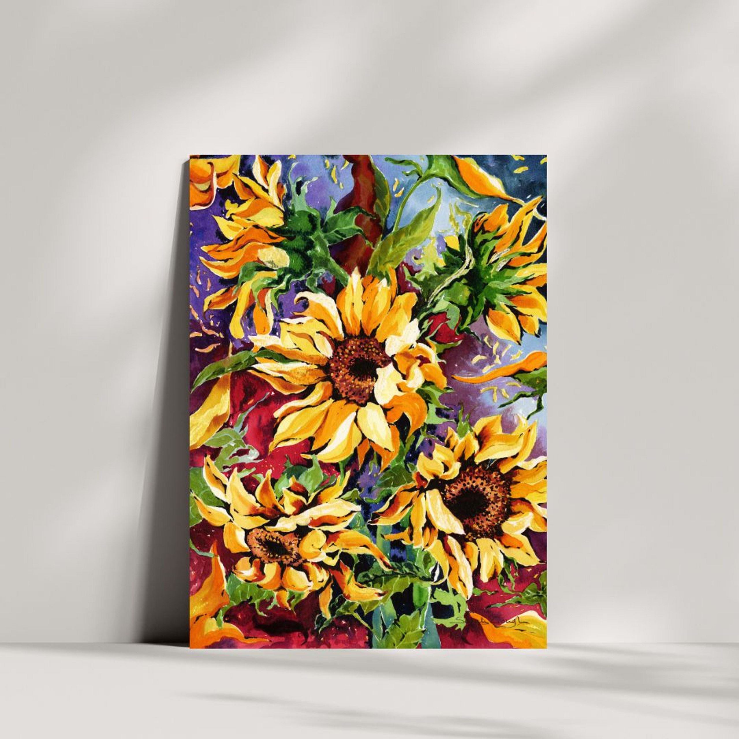 FINE ART PRINT Midnight Sunflowers
