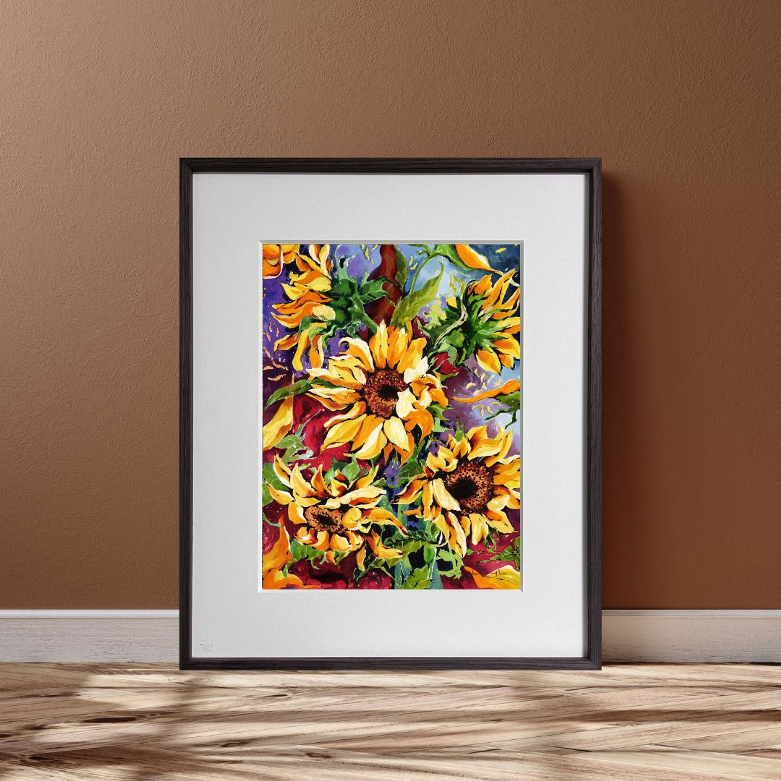 FINE ART PRINT Midnight Sunflowers