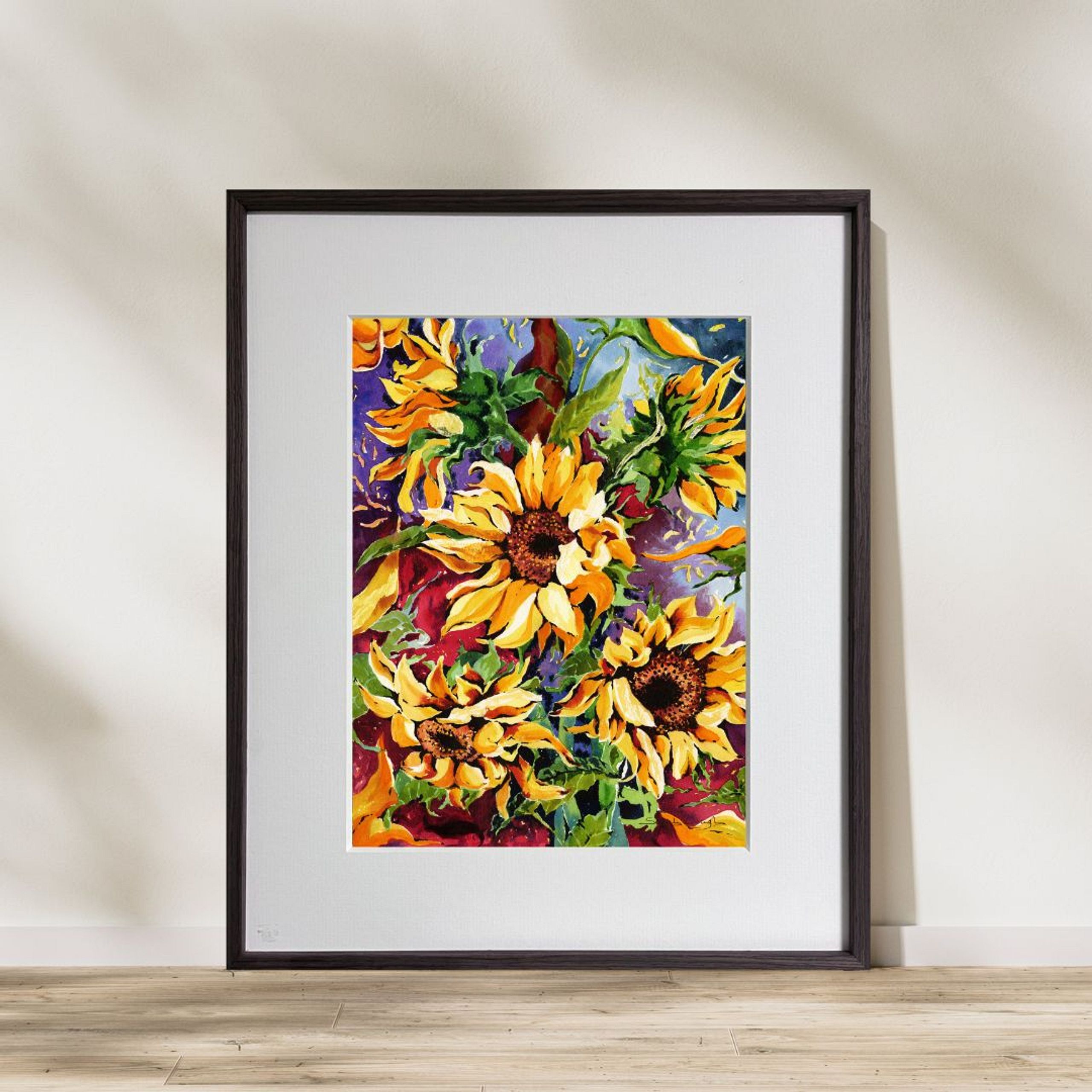 FINE ART PRINT Midnight Sunflowers