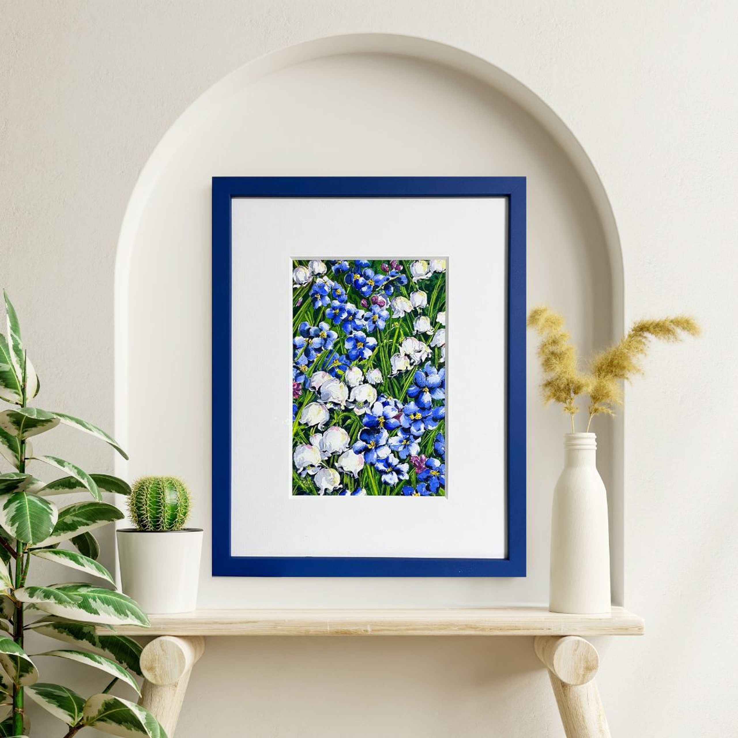FINE ART PRINT Lily of the Valley with Blue Forget-Me-Nots