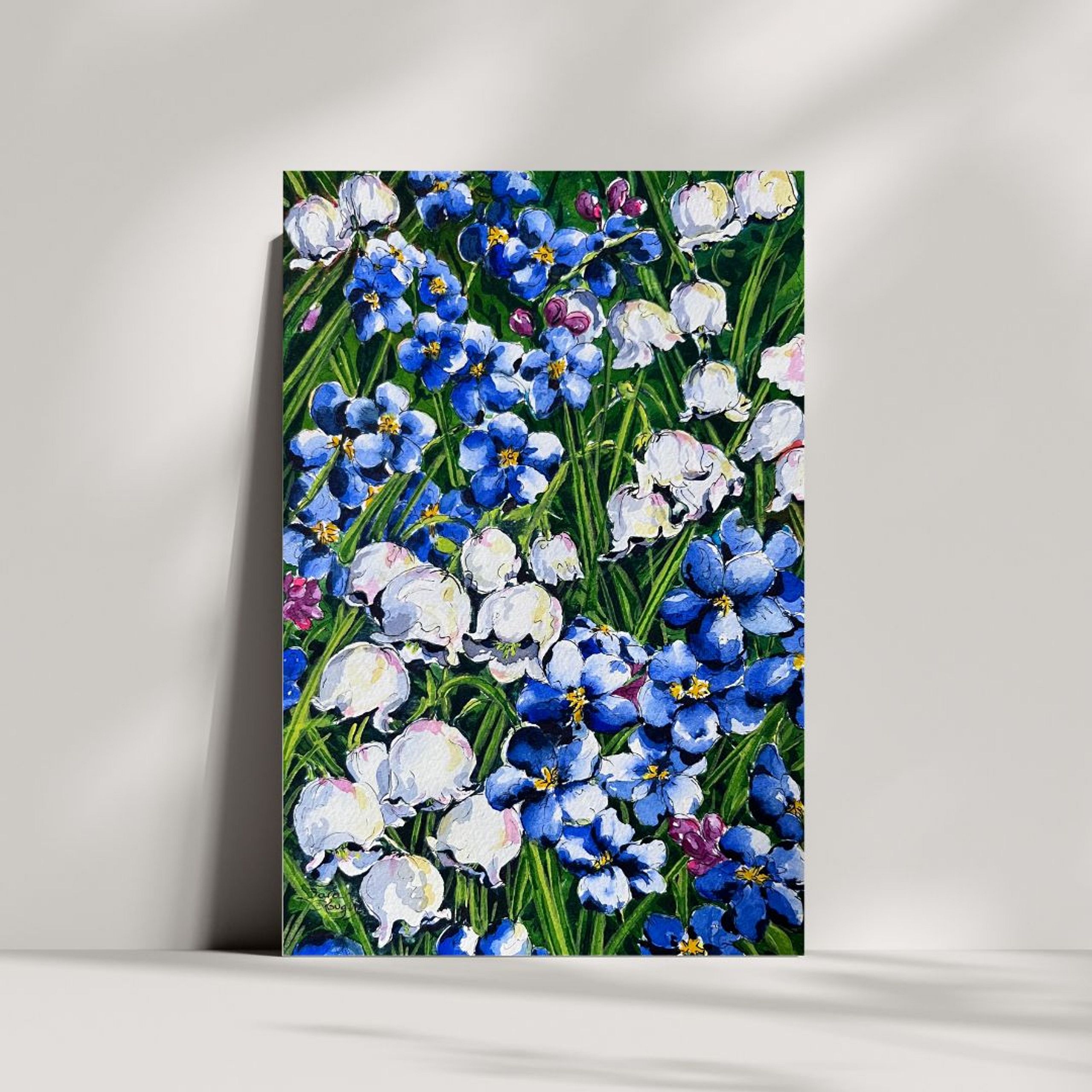 FINE ART PRINT Lily of the Valley with Blue Forget-Me-Nots