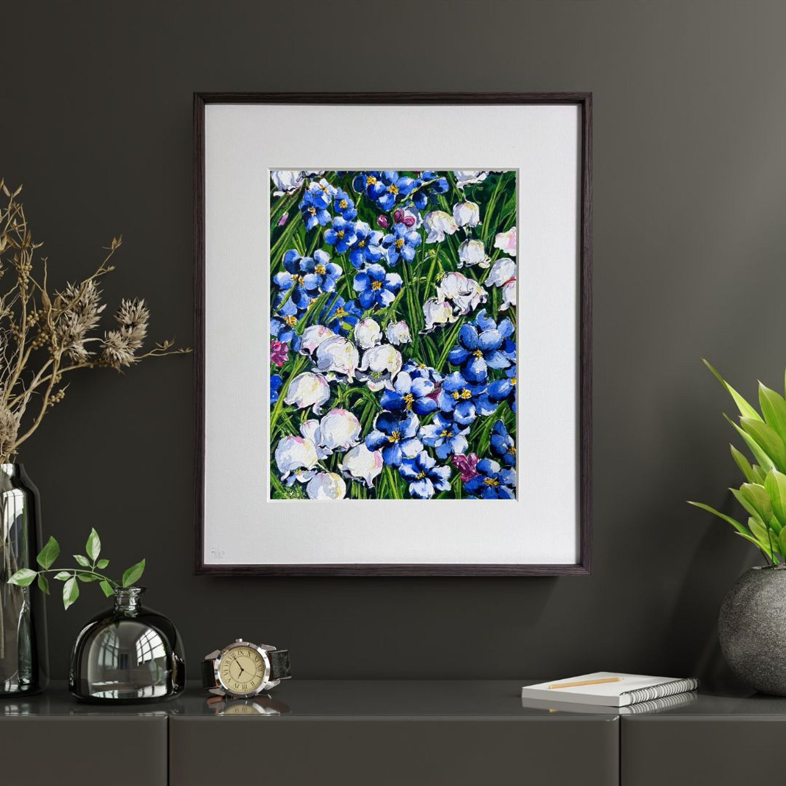 FINE ART PRINT Lily of the Valley with Blue Forget-Me-Nots