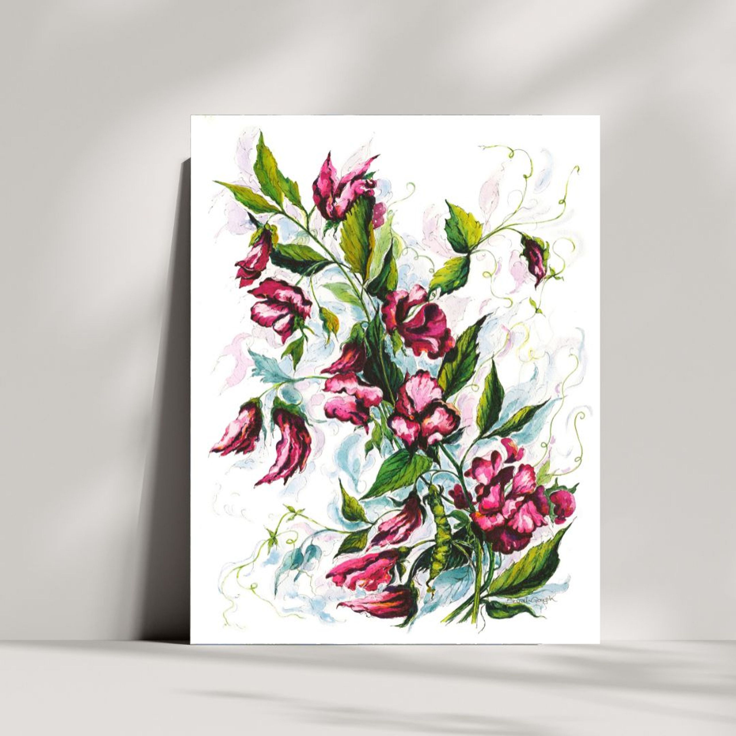 FINE ART PRINT Pink Sweet Peas