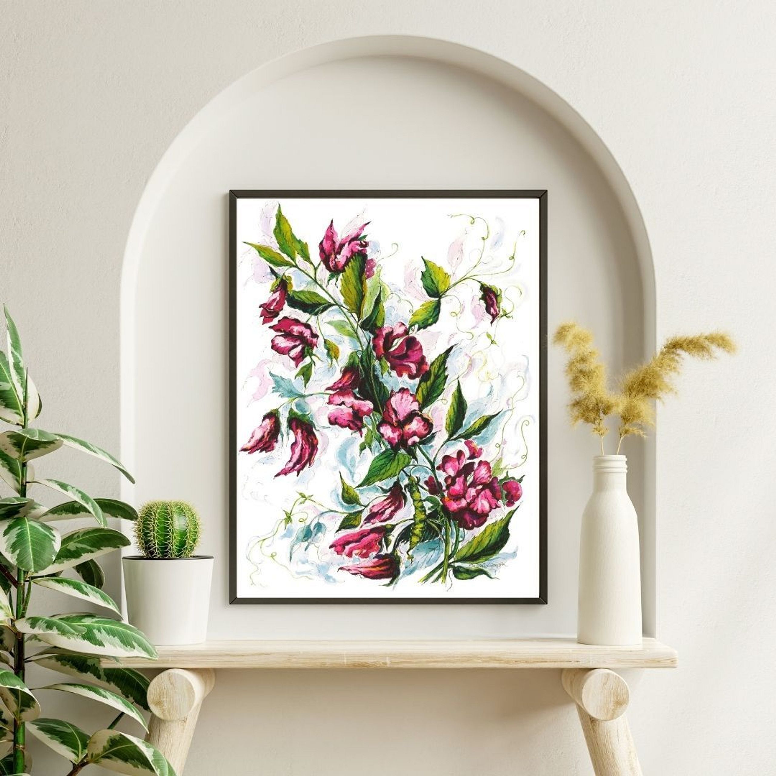 FINE ART PRINT Pink Sweet Peas