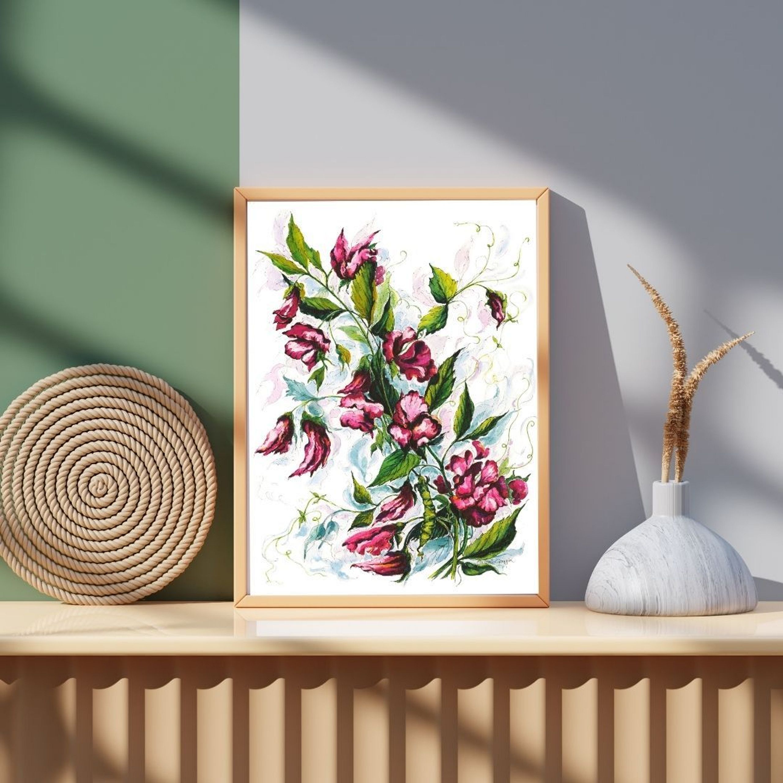 FINE ART PRINT Pink Sweet Peas