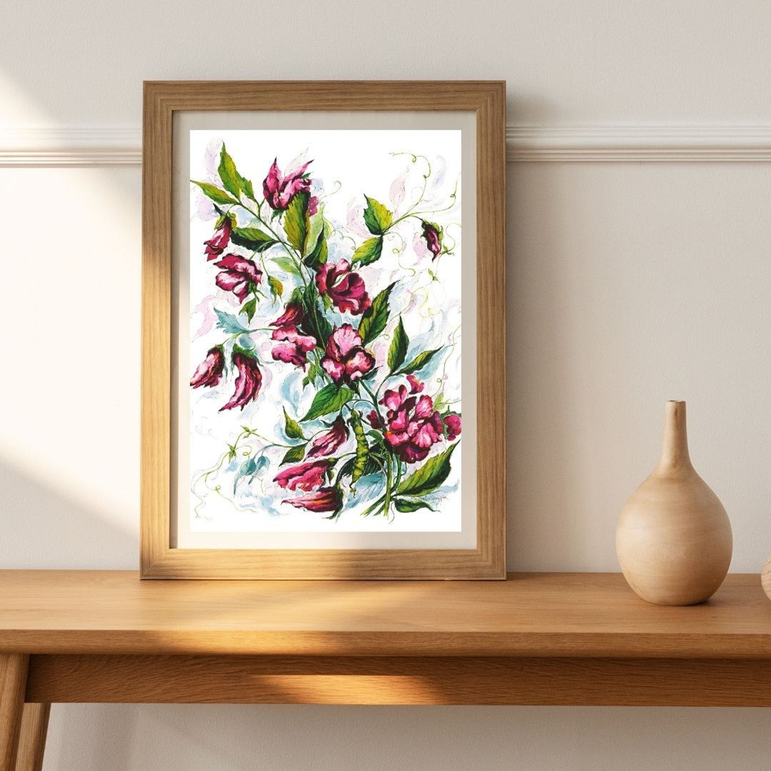 FINE ART PRINT Pink Sweet Peas