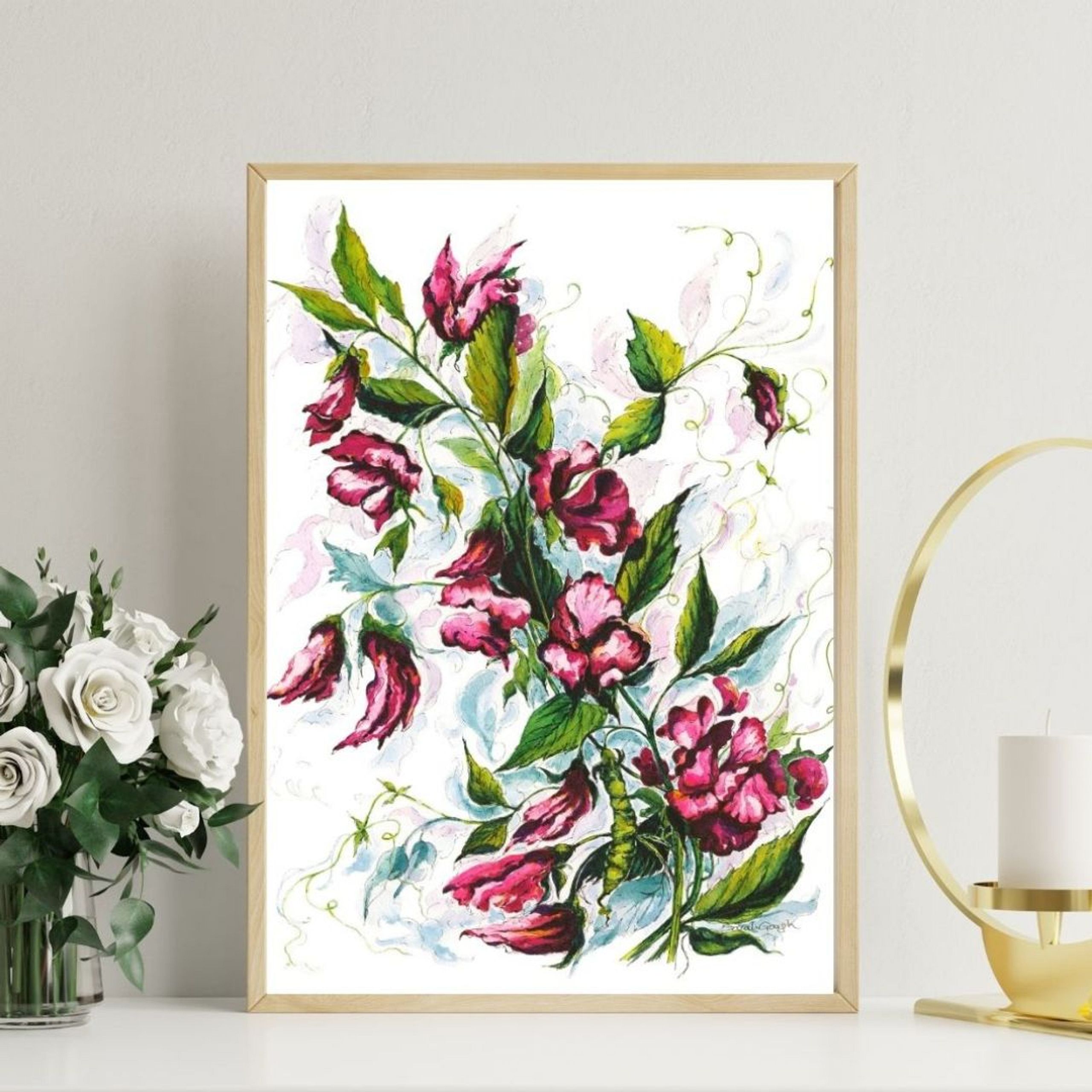 FINE ART PRINT Pink Sweet Peas