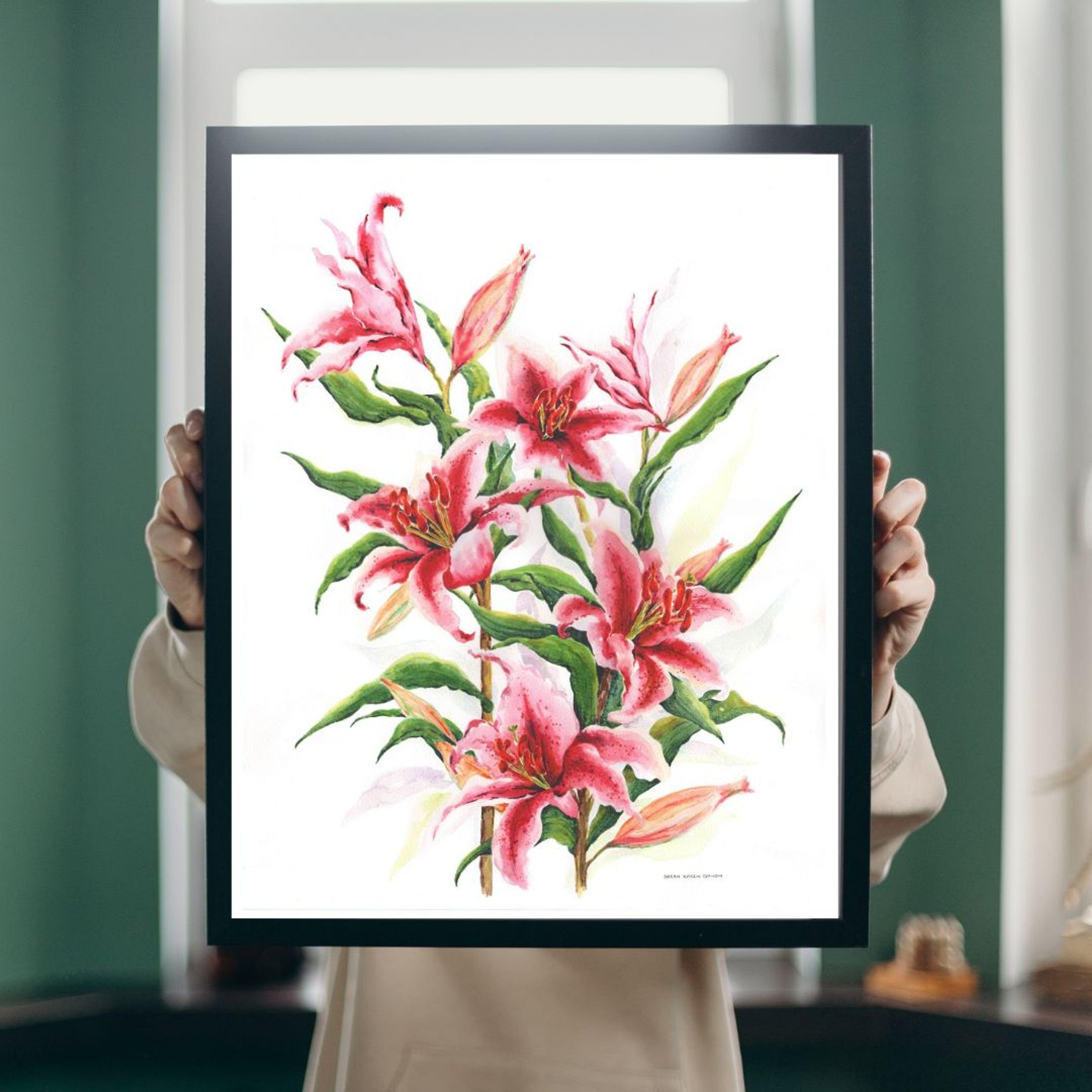 FINE ART PRINT Pink Stargazer Lilies