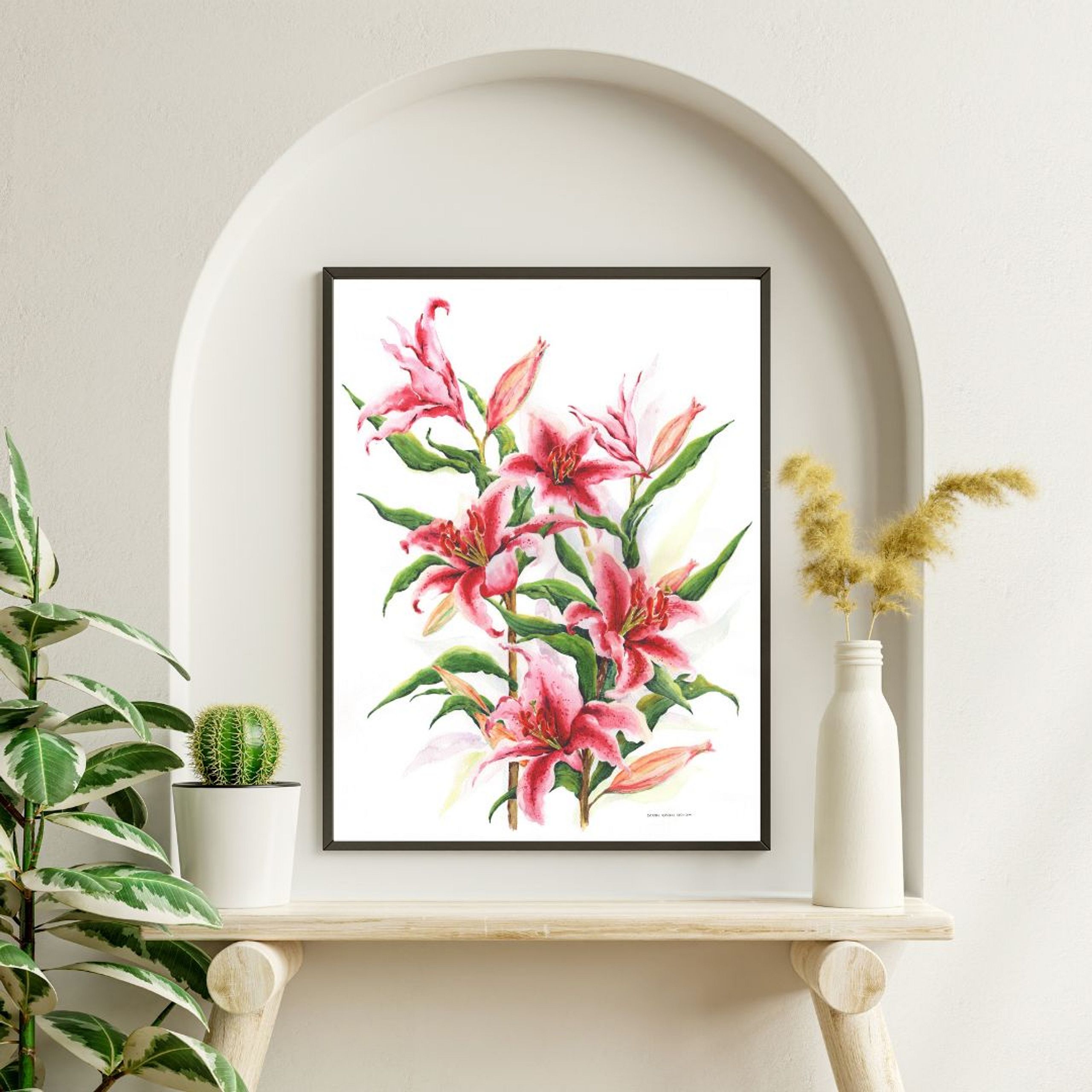 FINE ART PRINT Pink Stargazer Lilies