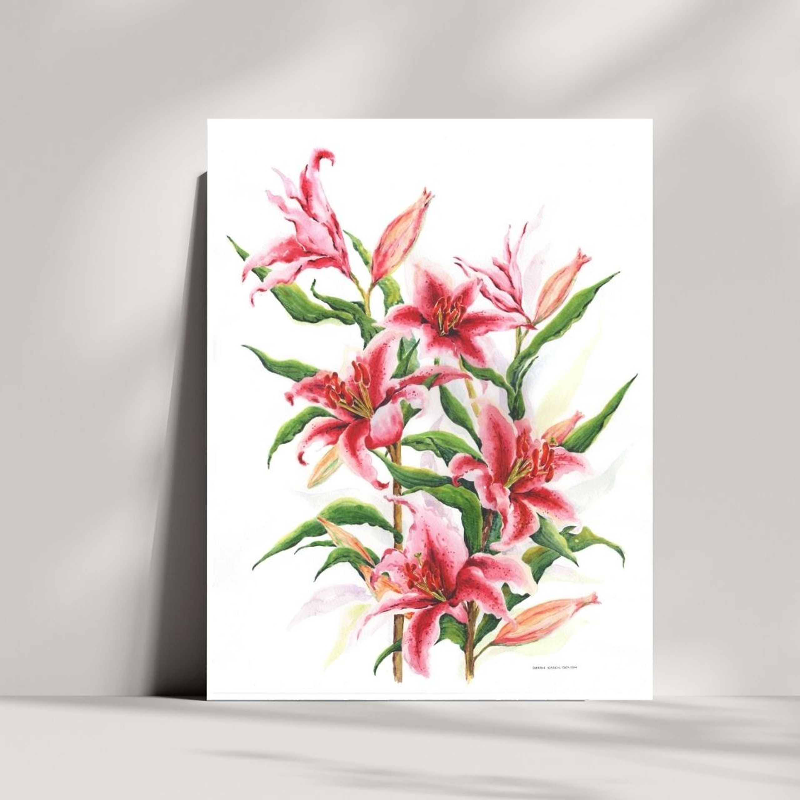 FINE ART PRINT Pink Stargazer Lilies