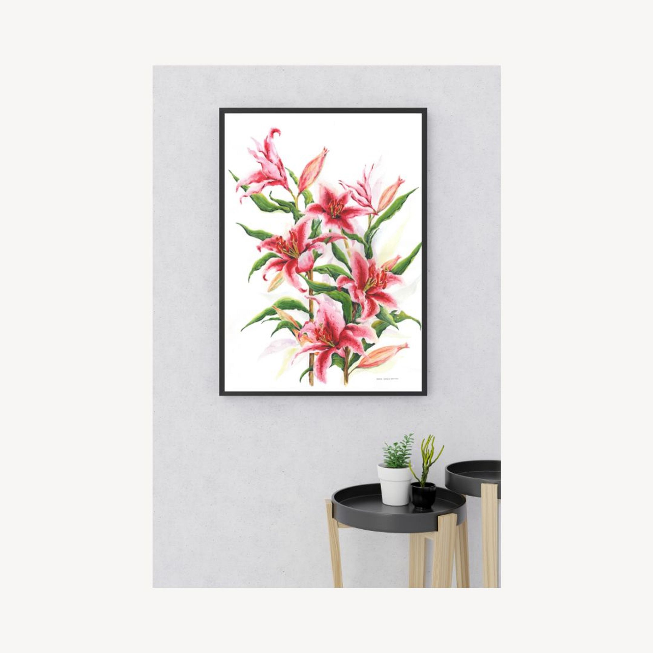 FINE ART PRINT Pink Stargazer Lilies