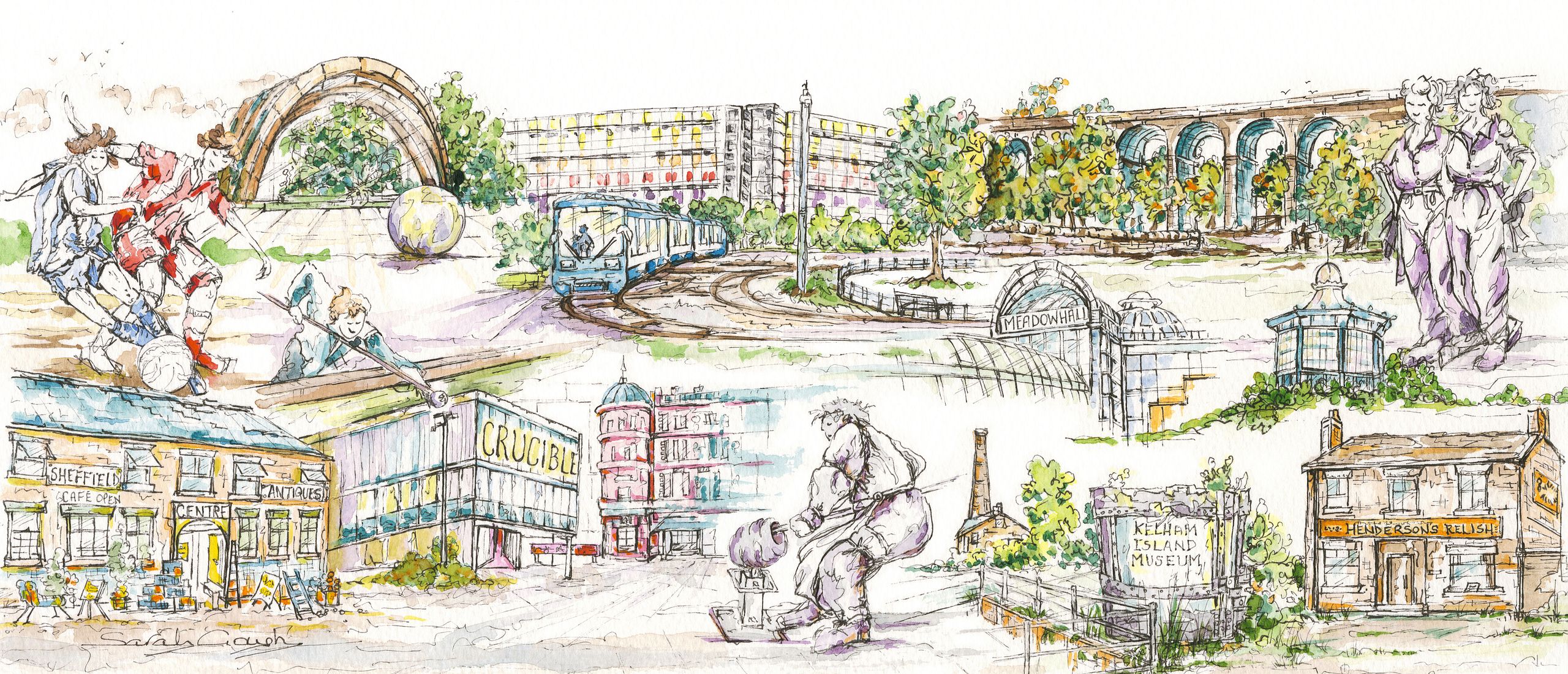 FINE ART PRINT City of Sheffield Cityscape No.2  Sheffield Yorkshire, England