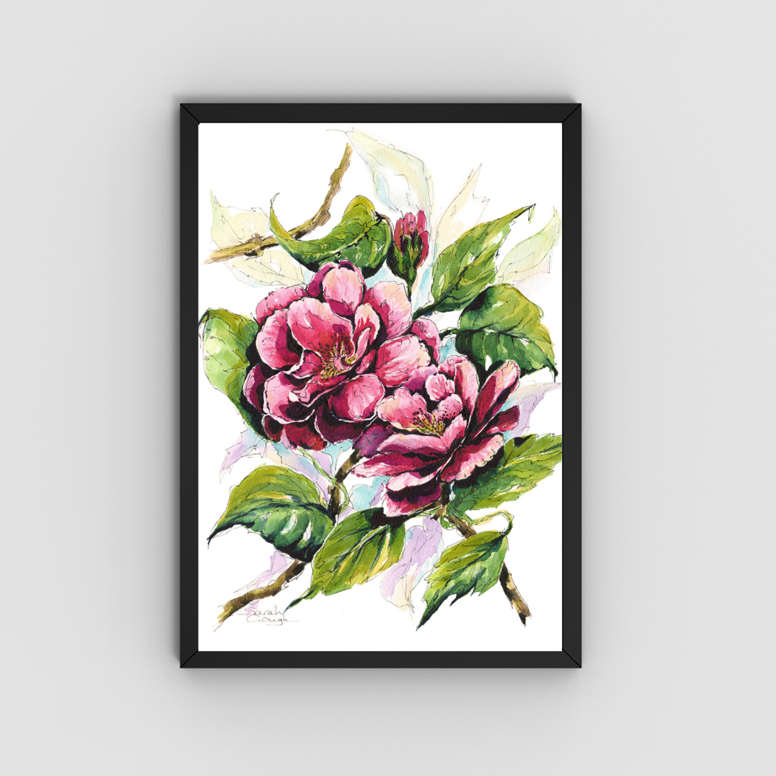 FINE ART PRINT Pink Camellia Flowers