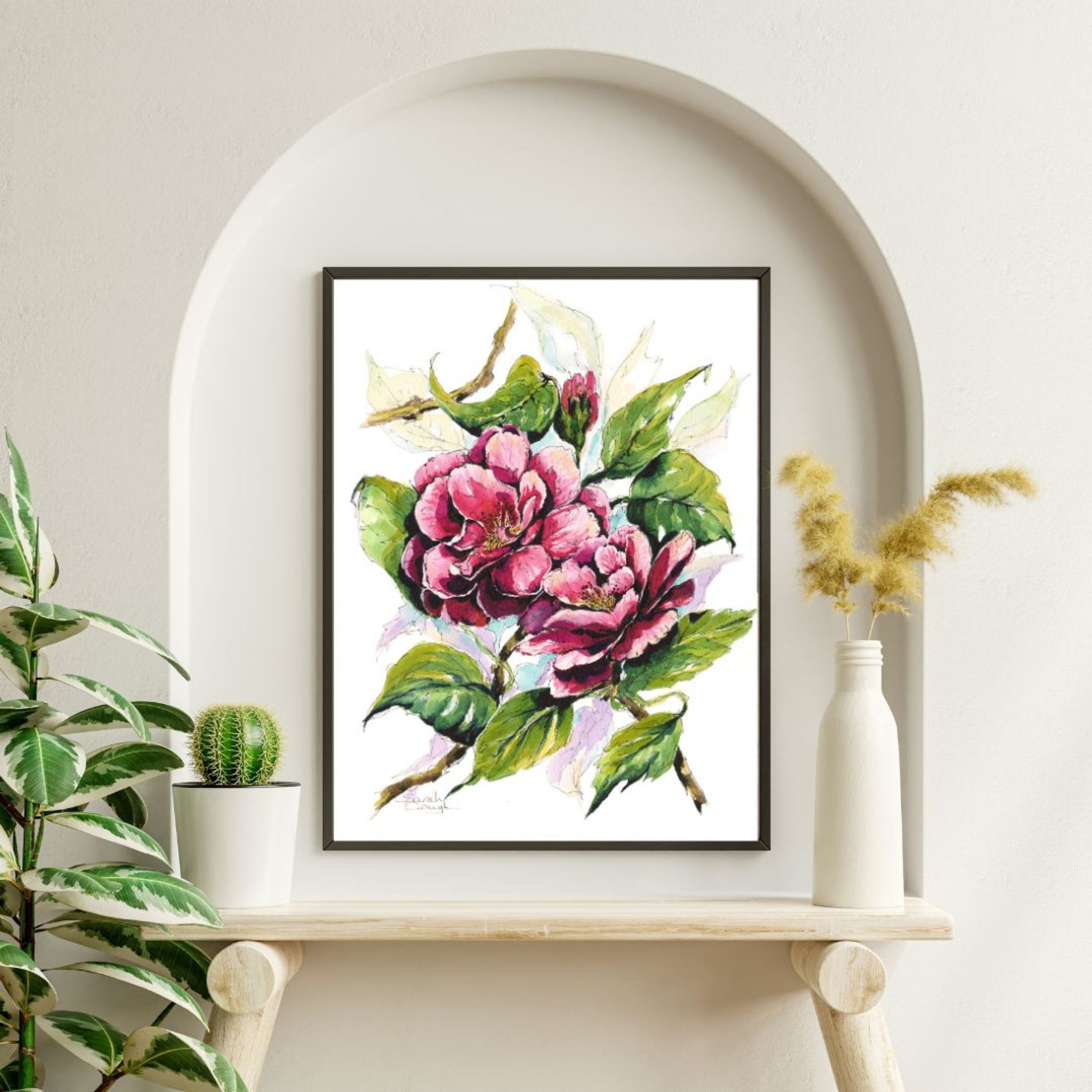 FINE ART PRINT Pink Camellia Flowers