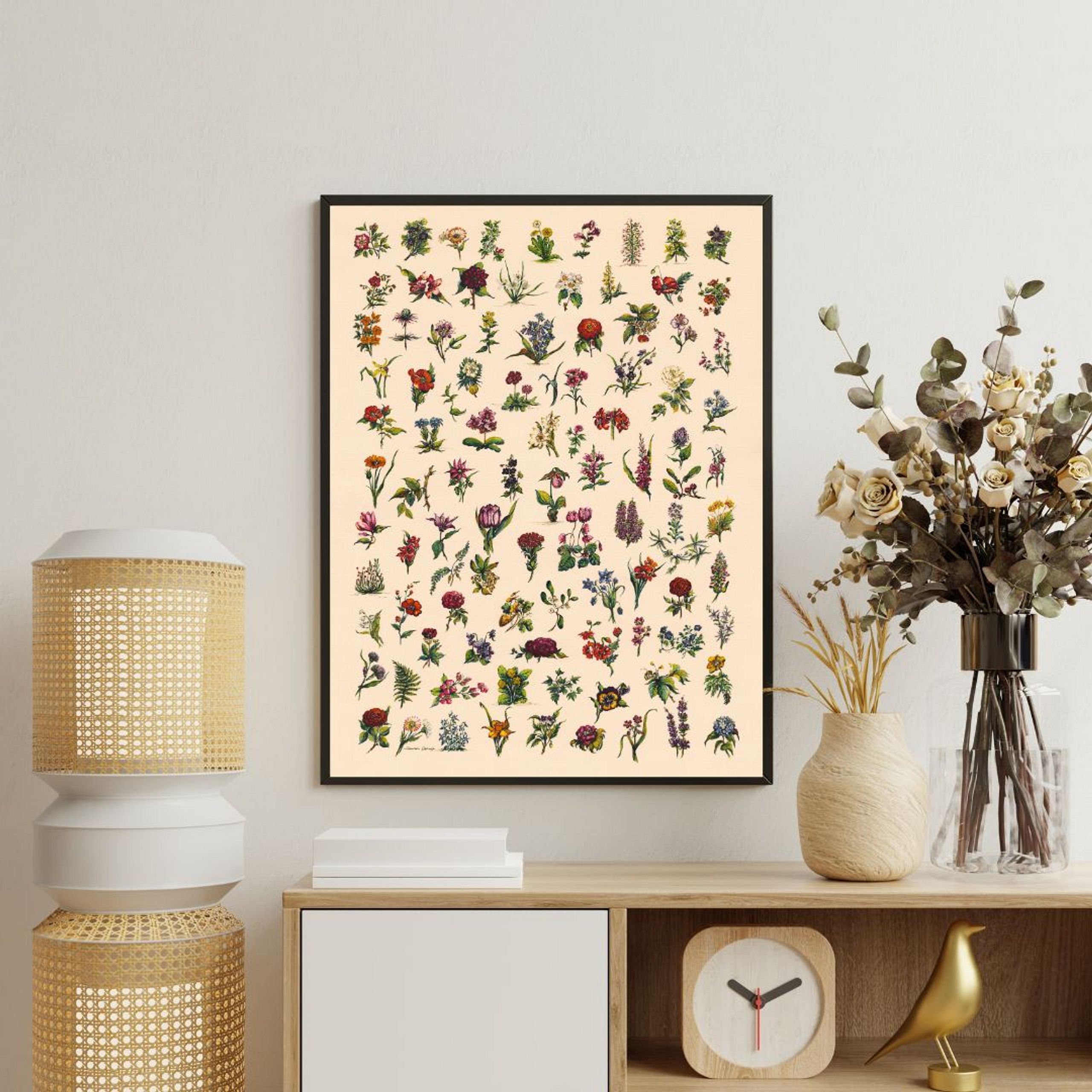 FINE ART PRINT Ditsy Vintage Floral Art in Watercolour and Pen