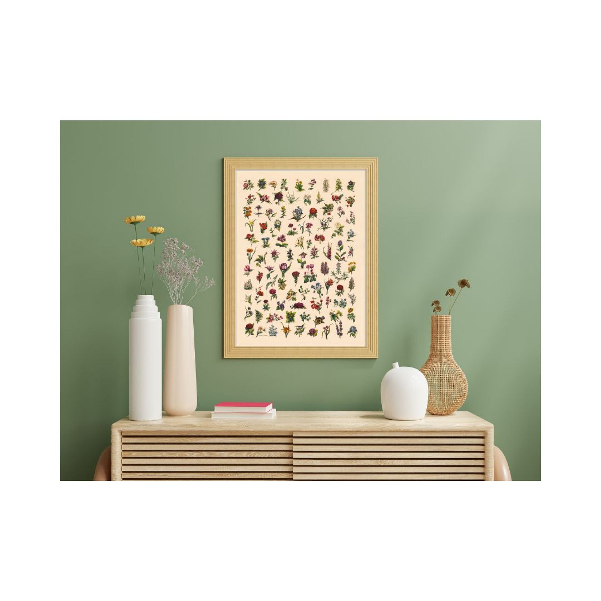 FINE ART PRINT Ditsy Vintage Floral Art in Watercolour and Pen