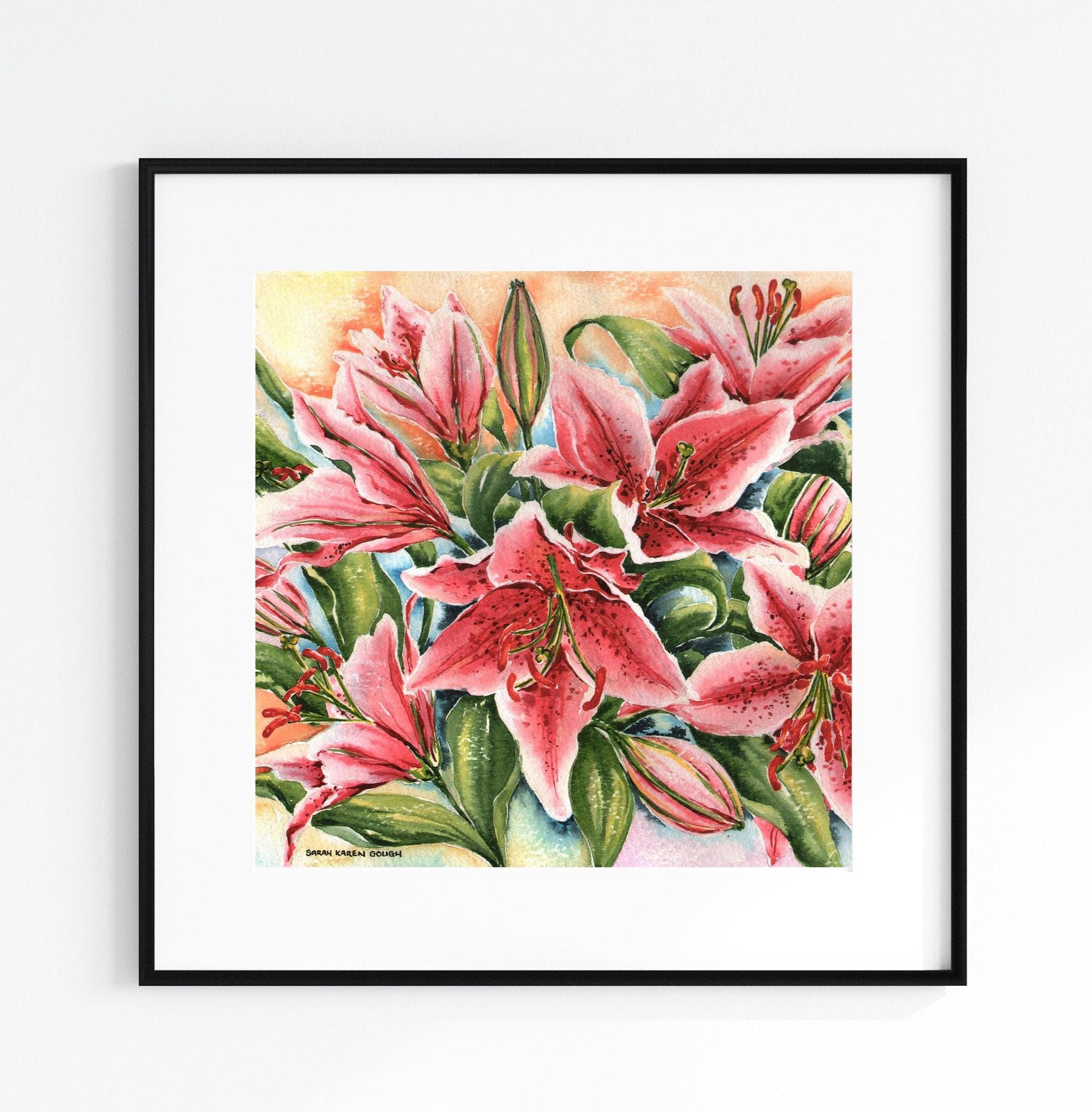 Stargazer Lilies Pink Original Watercolour Painting
