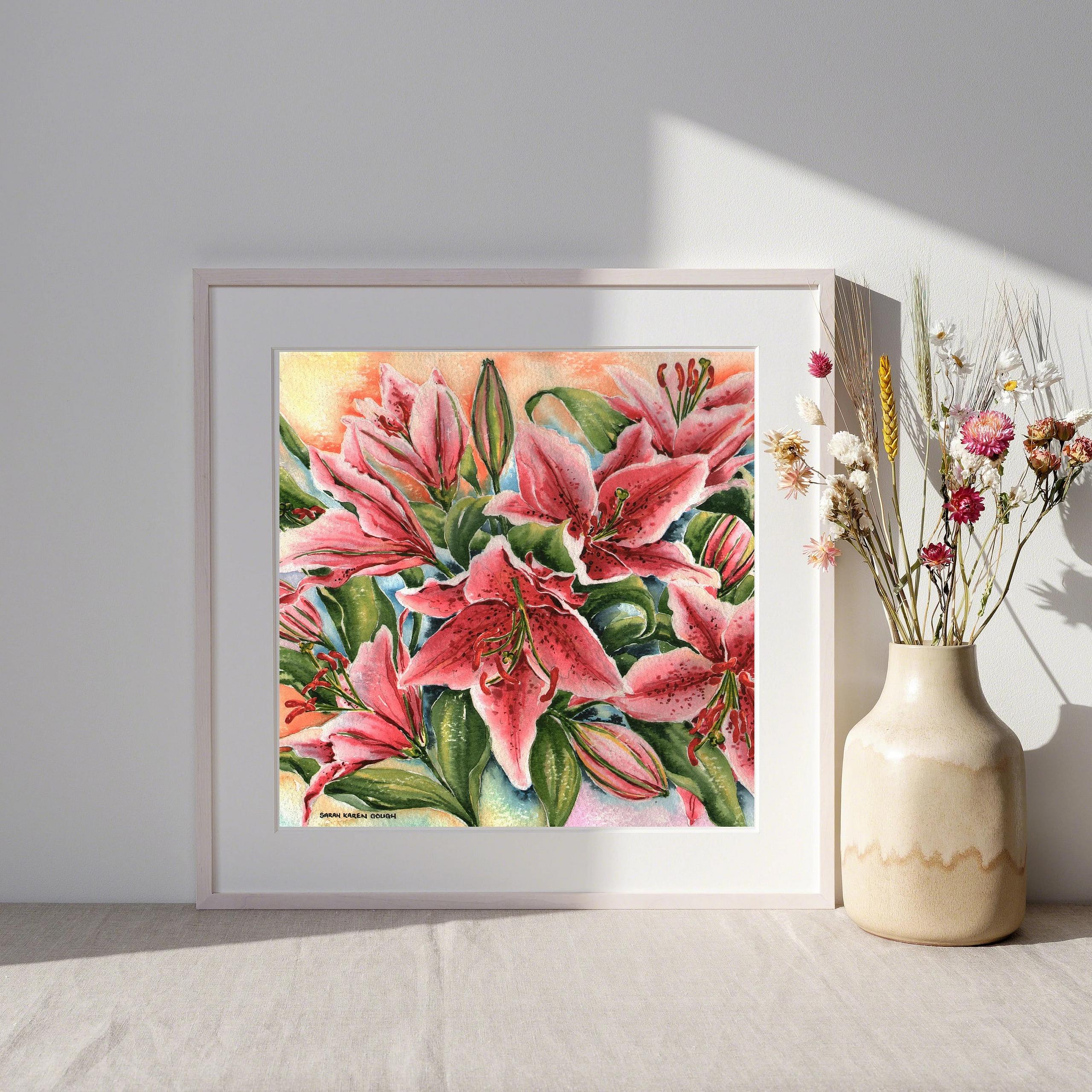 Stargazer Lilies Pink Original Watercolour Painting