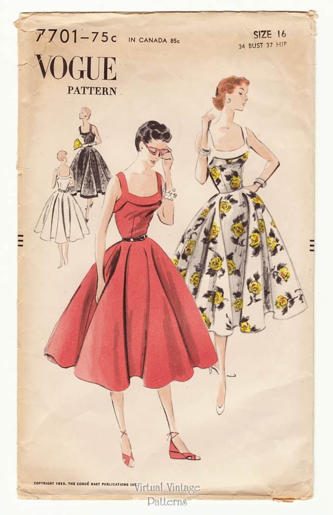 1950s Sundress Pattern Vogue 7701 Vintage Sewing Pattern