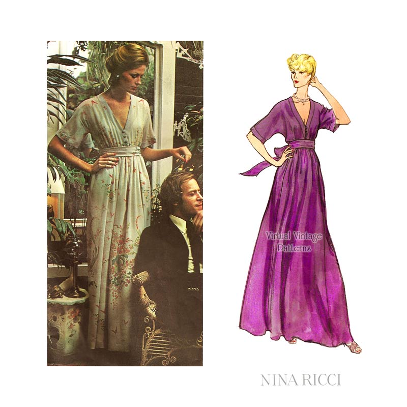 Patron De Couture Vogue 1973 Par Nina Ricci - Modèle 2886 Robe Taille 36