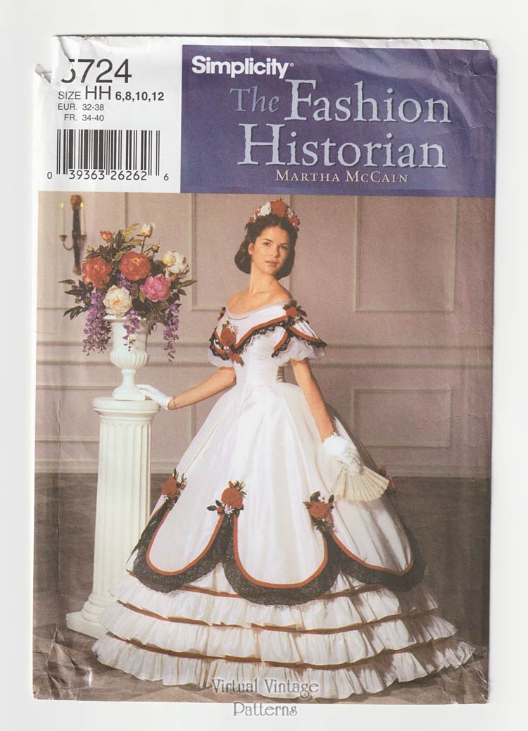 1860s Ball Gown Sewing Pattern, Simplicity 5724 | Virtual Vintage